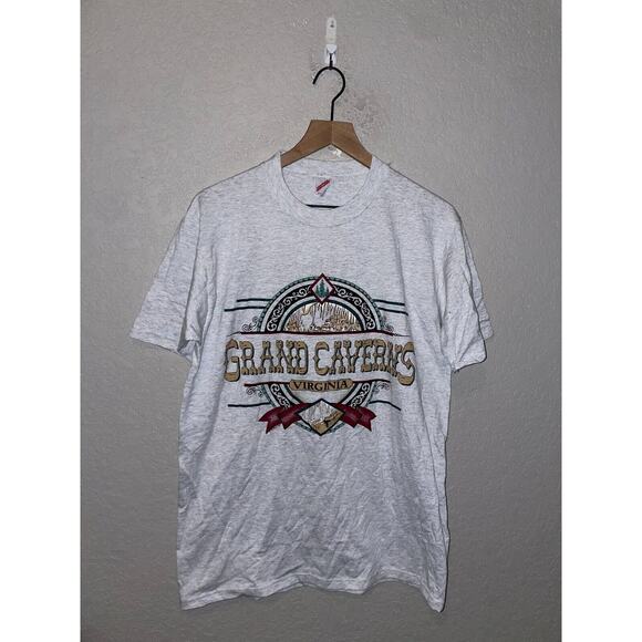 Vintage Virginia Shirt Grand Cavern Massanutten Test Print Gray Tee VTG 90s L - Picture 1 of 11